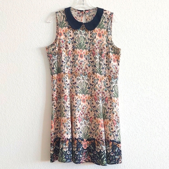 LAUREN CONRAD Floral Sleeveless Peter Pan Collar Dress NWOT - Picture 2 of 10